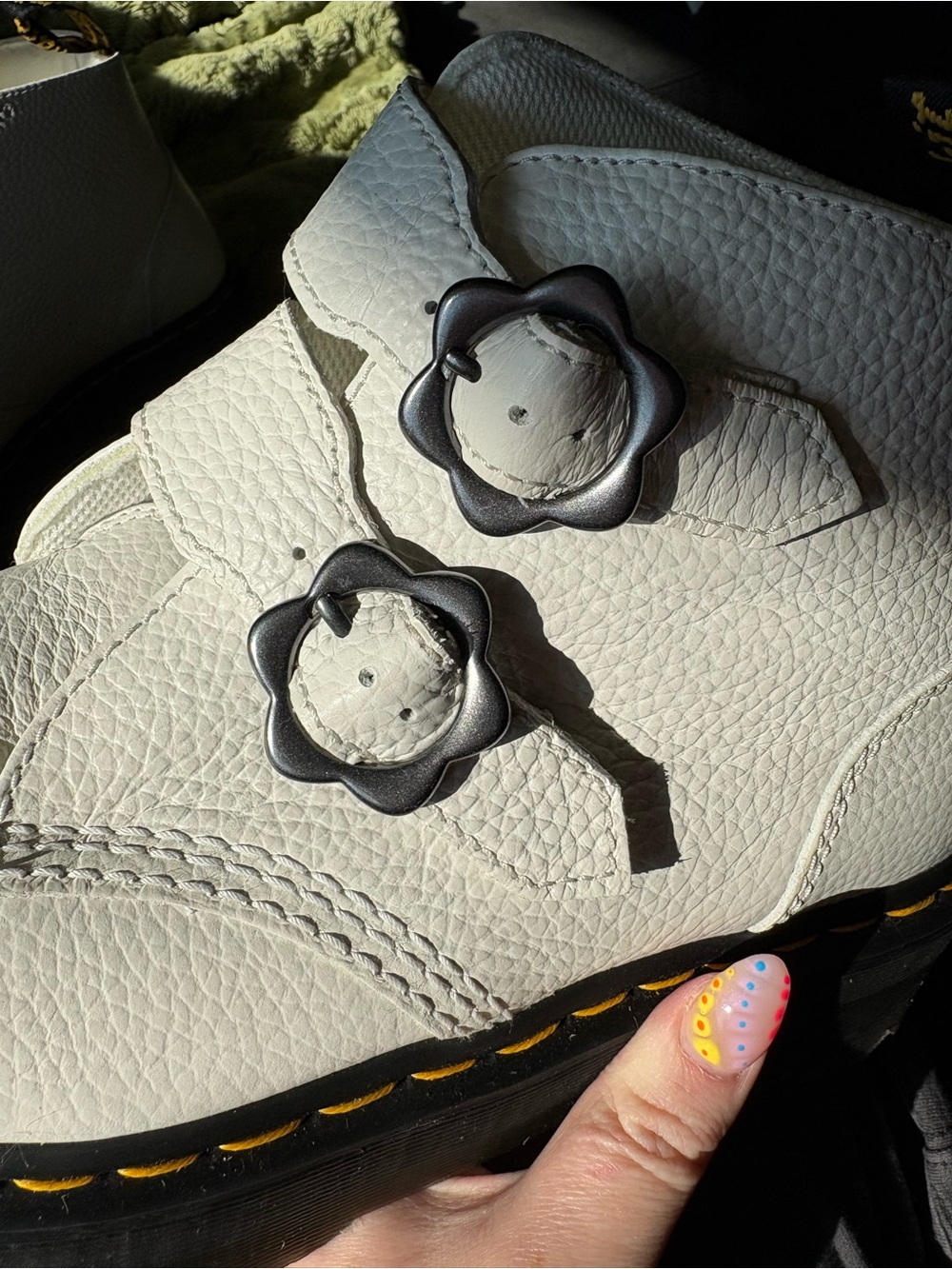 Dr. Martens White Leather Flower Platform Boots - Picture 5 of 5